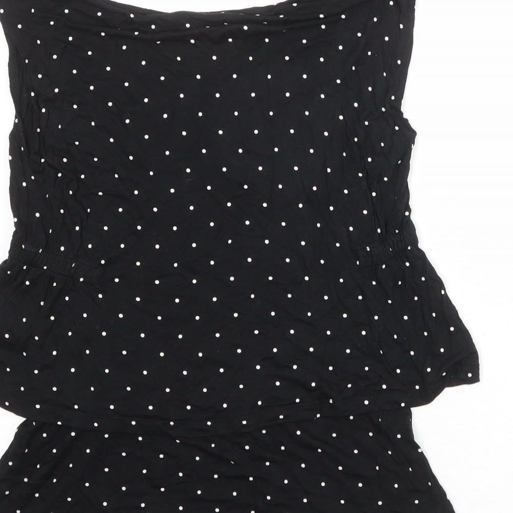 H&M Womens Black Polka Dot Viscose Basic Tank Size S Round Neck