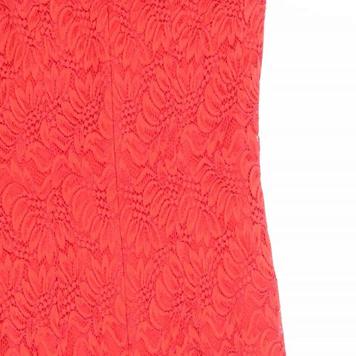 Wallis Womens Red Nylon Sheath Size 8 V-Neck Zip