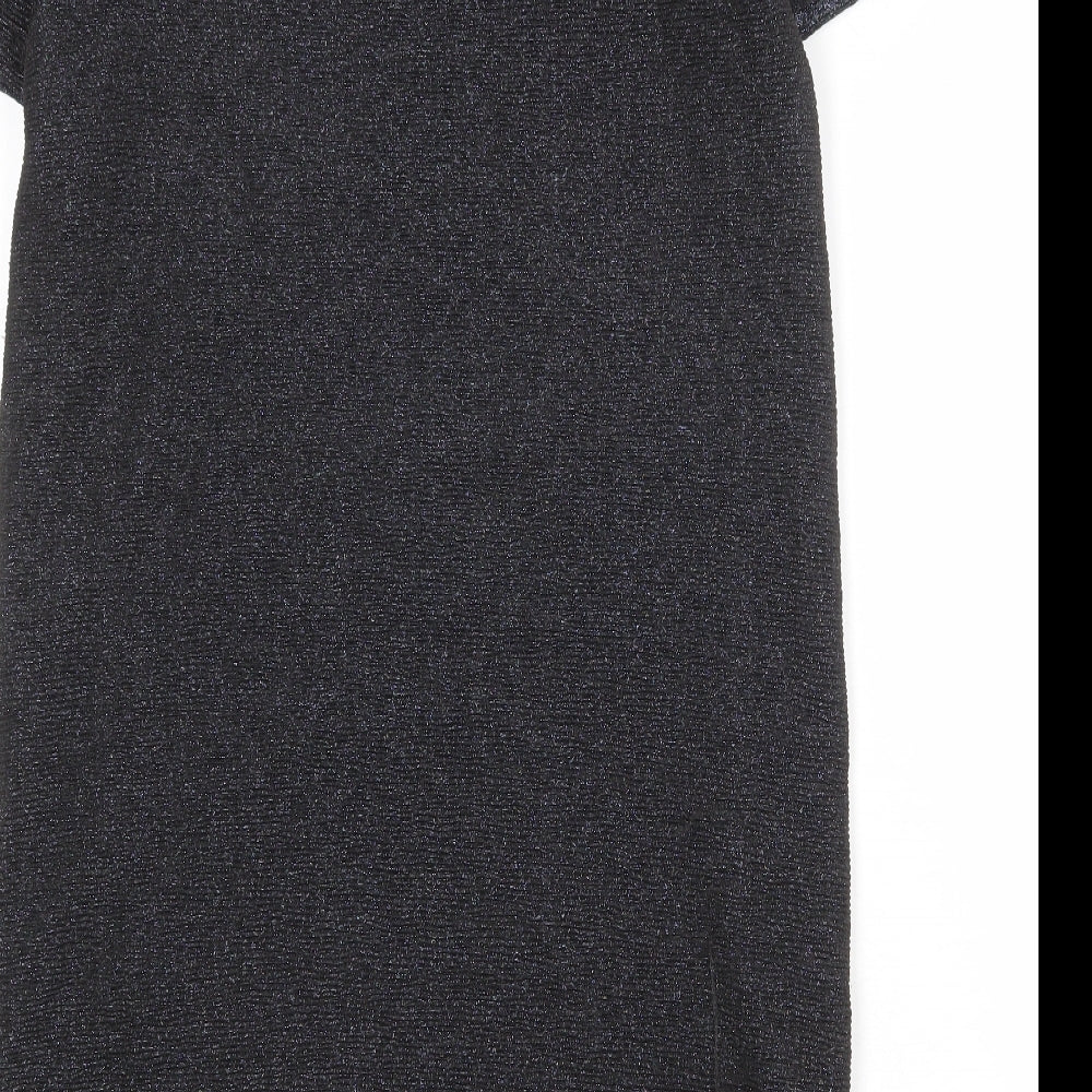 Warehouse Womens Grey Polyester T-Shirt Dress Size 8 Boat Neck Pullover