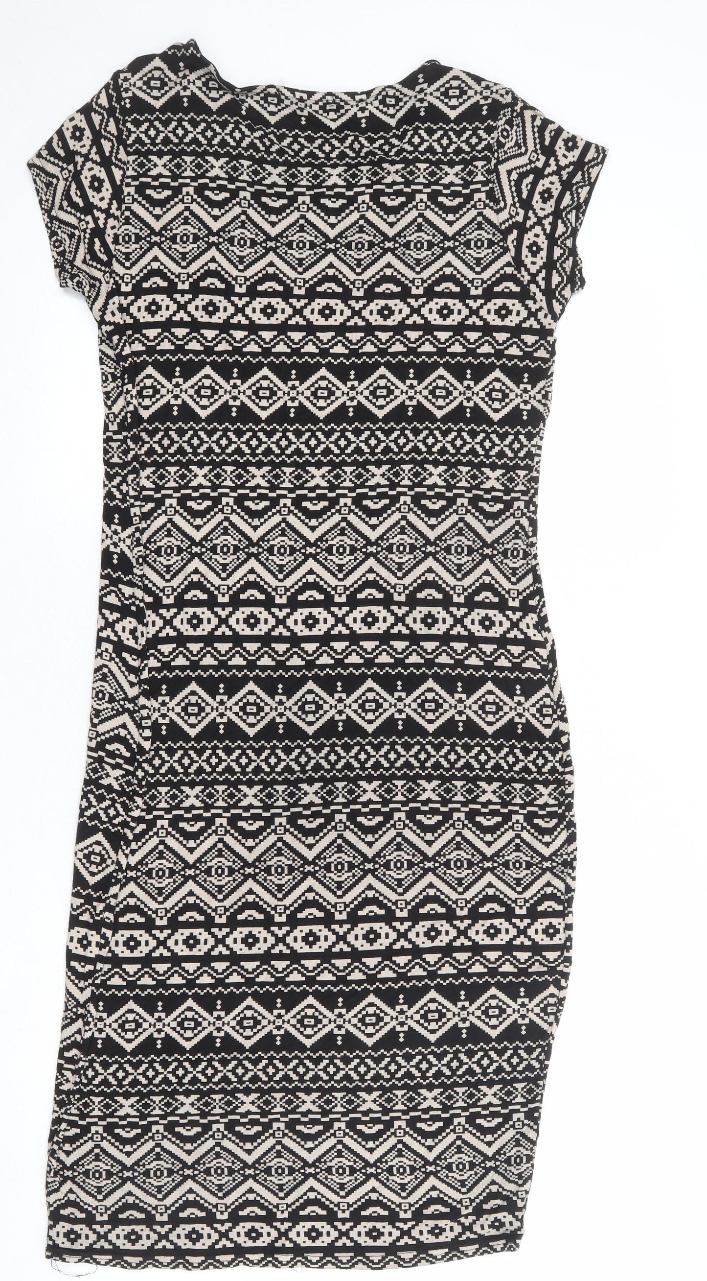 Select Womens Black Geometric Polyester Bodycon Size 18 Boat Neck Pullover
