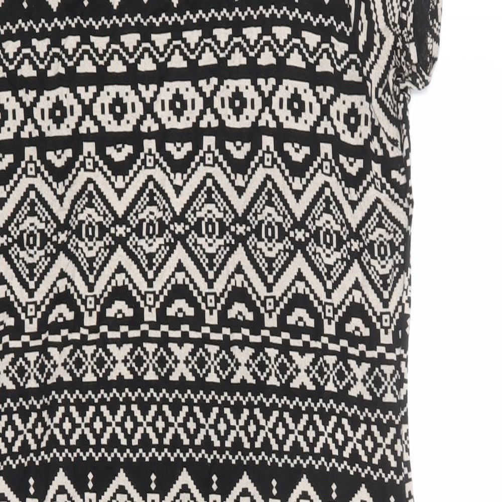 Select Womens Black Geometric Polyester Bodycon Size 18 Boat Neck Pullover