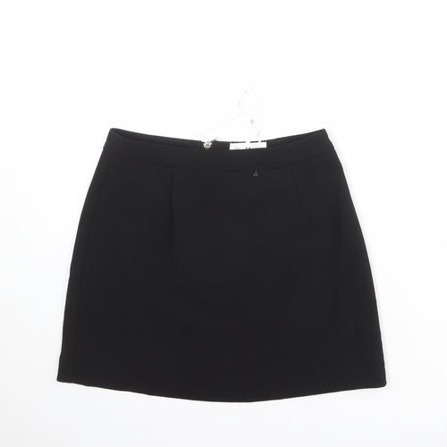 Forever Unique Womens Black Polyester A-Line Skirt Size 10 Zip