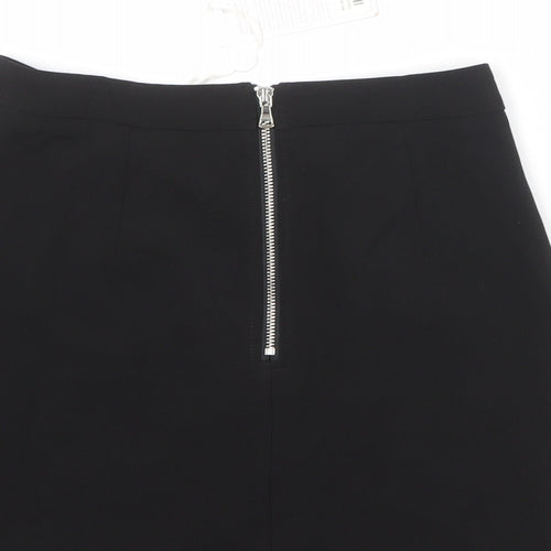 Forever Unique Womens Black Polyester A-Line Skirt Size 10 Zip