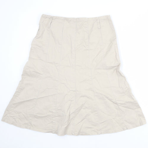 Per Una Womens Beige Cotton Swing Skirt Size 12 Zip
