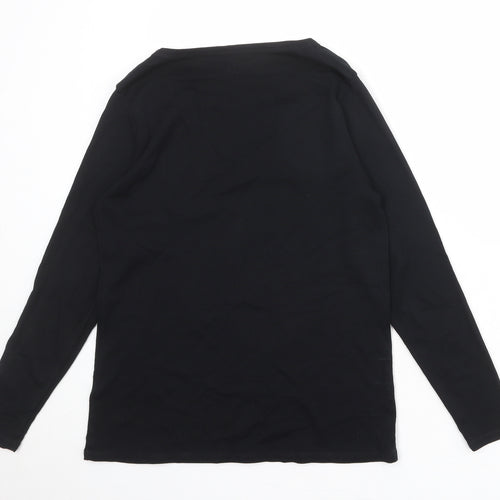 Marks and Spencer Womens Black 100% Cotton Basic Blouse Size 16 Round Neck