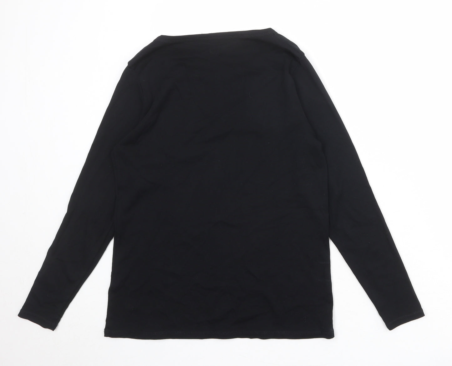 Marks and Spencer Womens Black 100% Cotton Basic Blouse Size 16 Round Neck