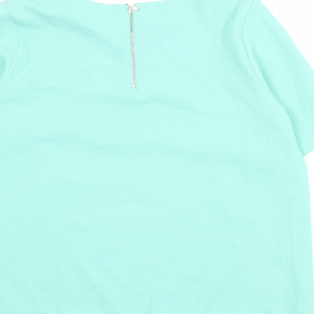 Marks and Spencer Womens Green Polyester Basic Blouse Size 16 Round Neck