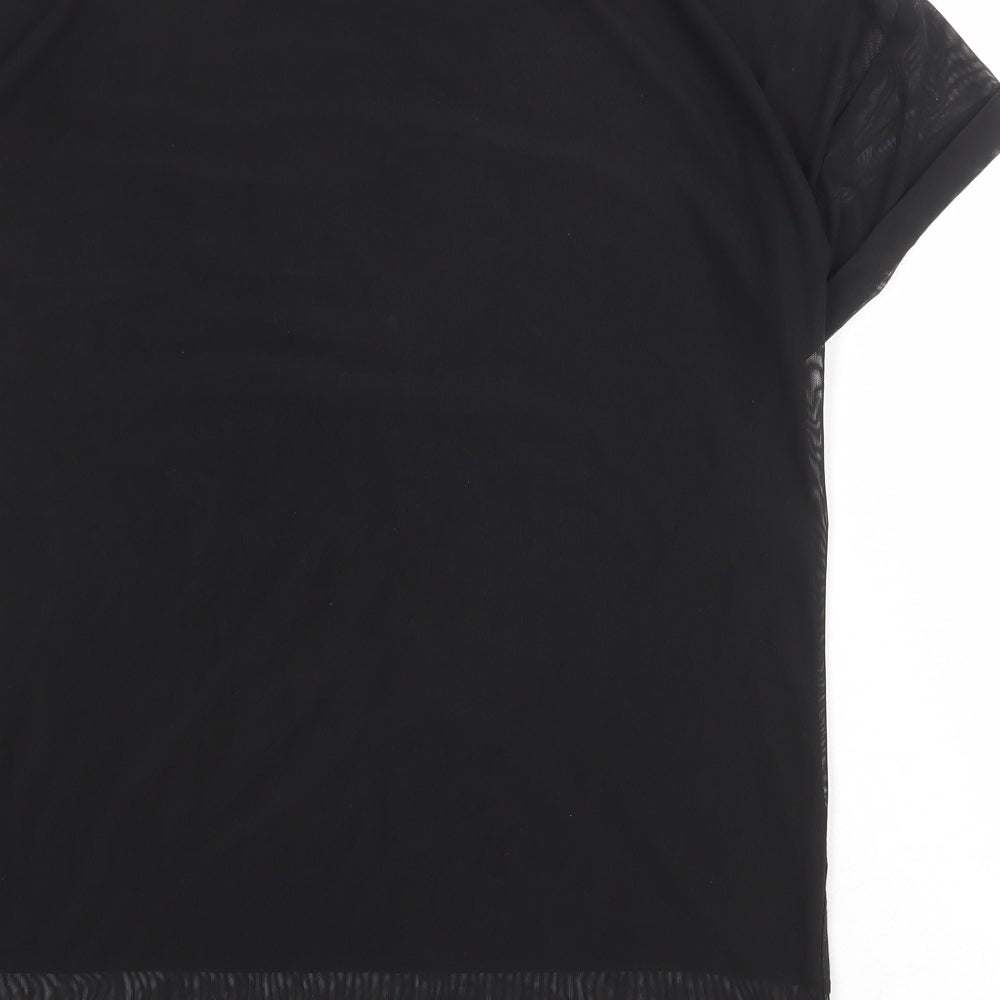 Bershka Womens Black Polyester Basic T-Shirt Size M Round Neck - Bring The Night On