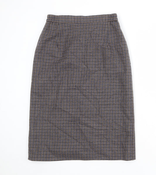 Eastex Womens Multicoloured Geometric Wool Straight & Pencil Skirt Size 10 Zip - Houndstooth pattern