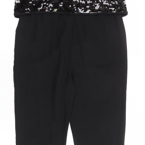 Marks and Spencer Girls Black Geometric Polyester Jumpsuit One-Piece Size 12-13 Years Zip - Stars