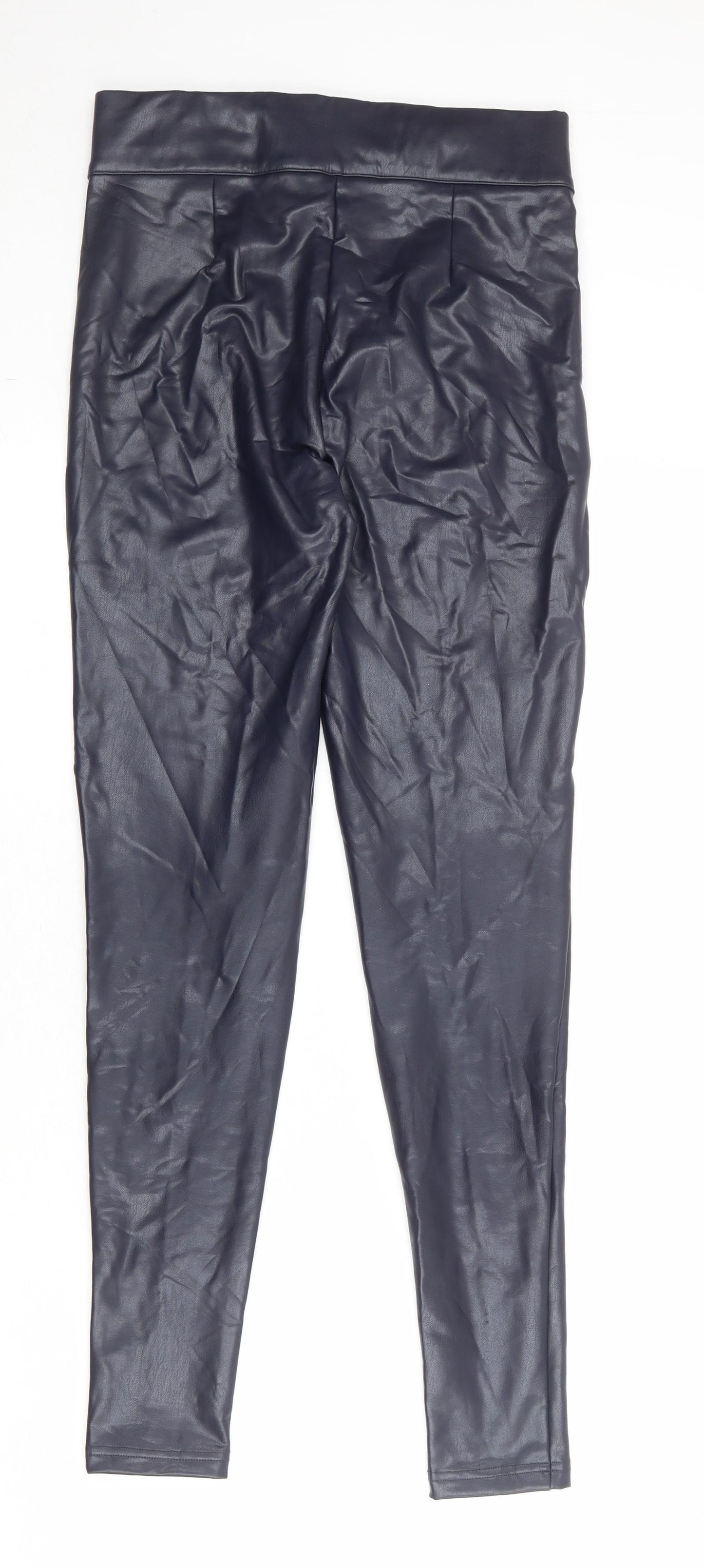Marks and Spencer Womens Blue Polyurethane Capri Leggings Size 10 - Faux Leather