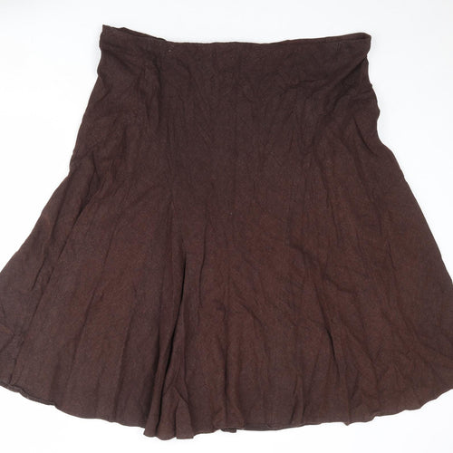 Marks and Spencer Womens Brown Linen Swing Skirt Size 22