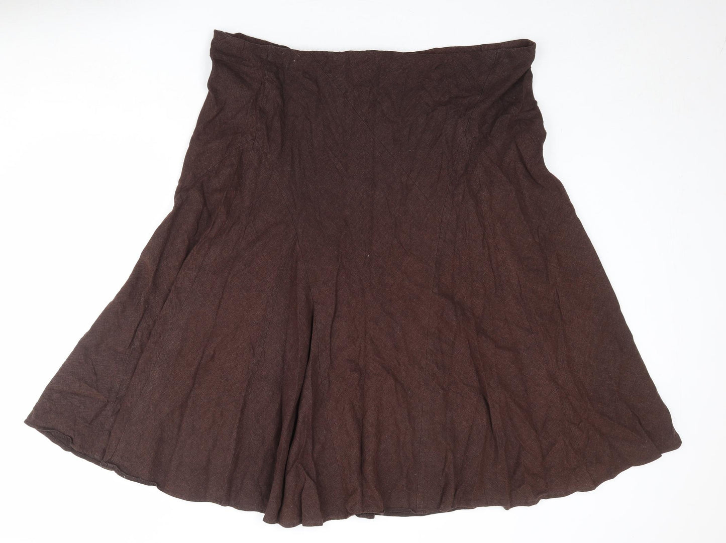 Marks and Spencer Womens Brown Linen Swing Skirt Size 22