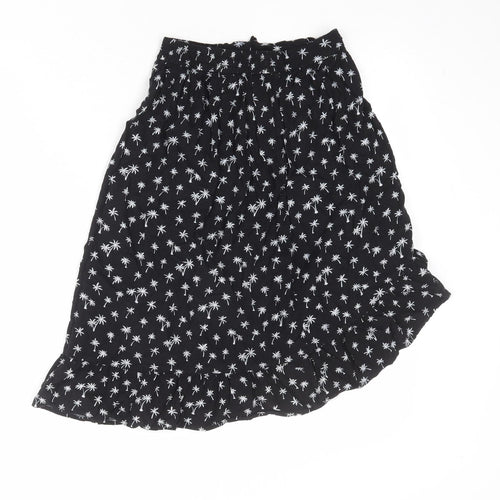 H&M Girls Black Geometric Viscose Wrap Skirt Size 11-12 Years Regular Pull On - Palm Trees