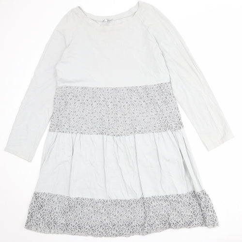 Collezione Garia Womens Grey Check Cotton Jumper Dress Size S Round Neck Pullover