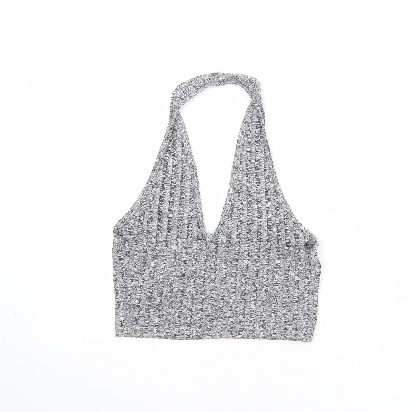 Sparkle & Fade Womens Grey Viscose Cropped Tank Size S Halter