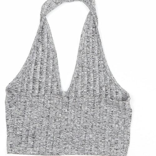 Sparkle & Fade Womens Grey Viscose Cropped Tank Size S Halter