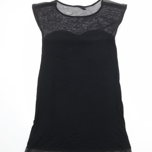 Topshop Womens Black Polyester A-Line Size 10 Round Neck Pullover