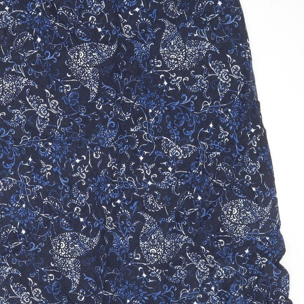 Marks and Spencer Womens Blue Geometric Linen A-Line Skirt Size 16
