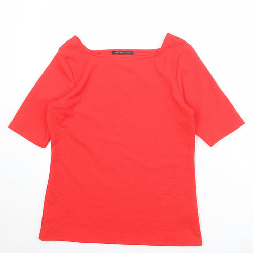 Marks and Spencer Womens Red Polyester Basic T-Shirt Size 12 Square Neck