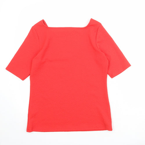 Marks and Spencer Womens Red Polyester Basic T-Shirt Size 12 Square Neck
