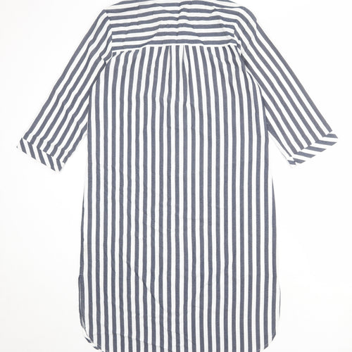 Yessica Womens White Striped Viscose Shirt Dress Size 10 Collared Button