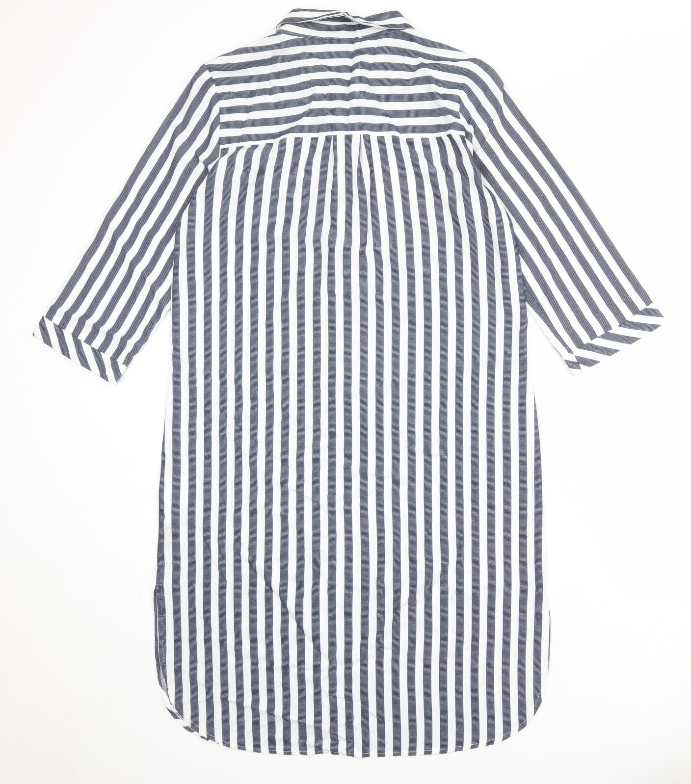 Yessica Womens White Striped Viscose Shirt Dress Size 10 Collared Button