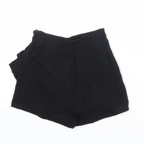 Bershka Womens Black Polyester Culotte Shorts Size 6 Regular Zip