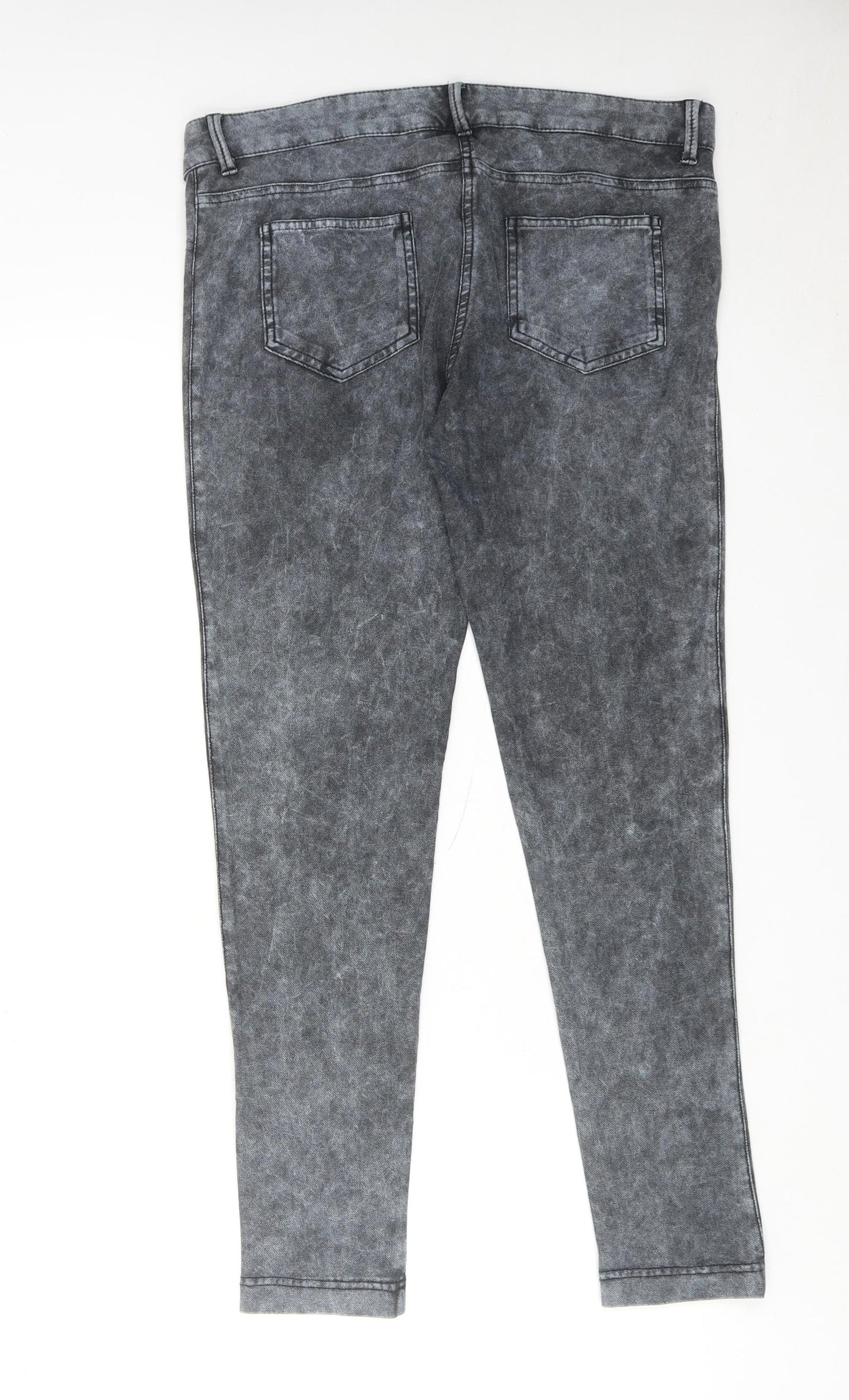 NEXT Womens Grey Cotton Skinny Jeans Size 14 Regular Zip