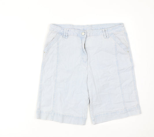 Millers Falls Company Womens Blue Cotton Bermuda Shorts Size 14 Regular Zip