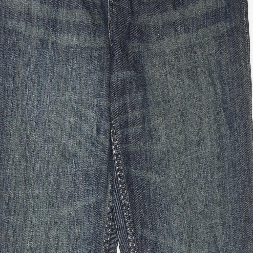 Burton Mens Blue Cotton Bootcut Jeans Size 34 in Regular Button