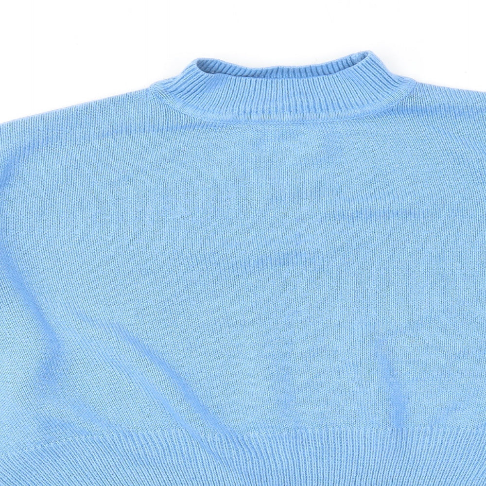 New Look Womens Blue Mock Neck Acrylic Pullover Jumper Size M