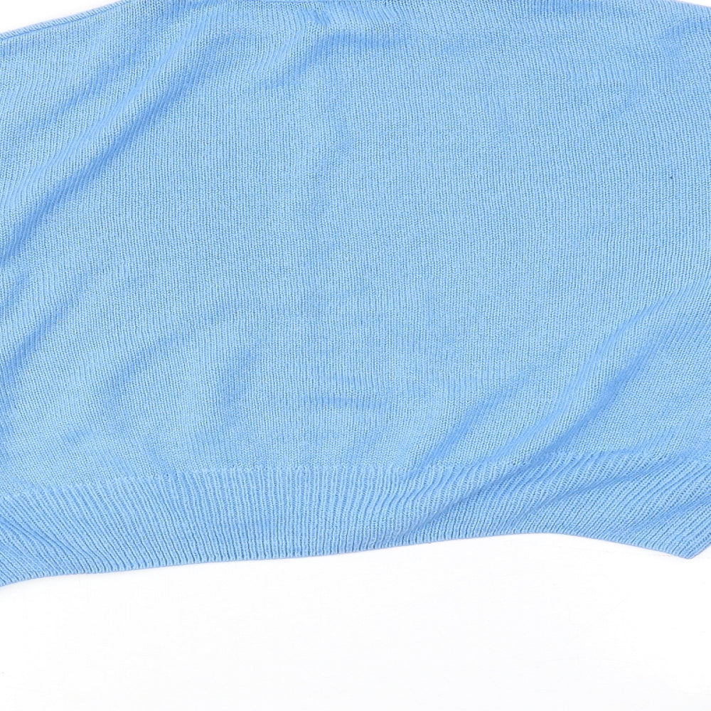 New Look Womens Blue Mock Neck Acrylic Pullover Jumper Size M