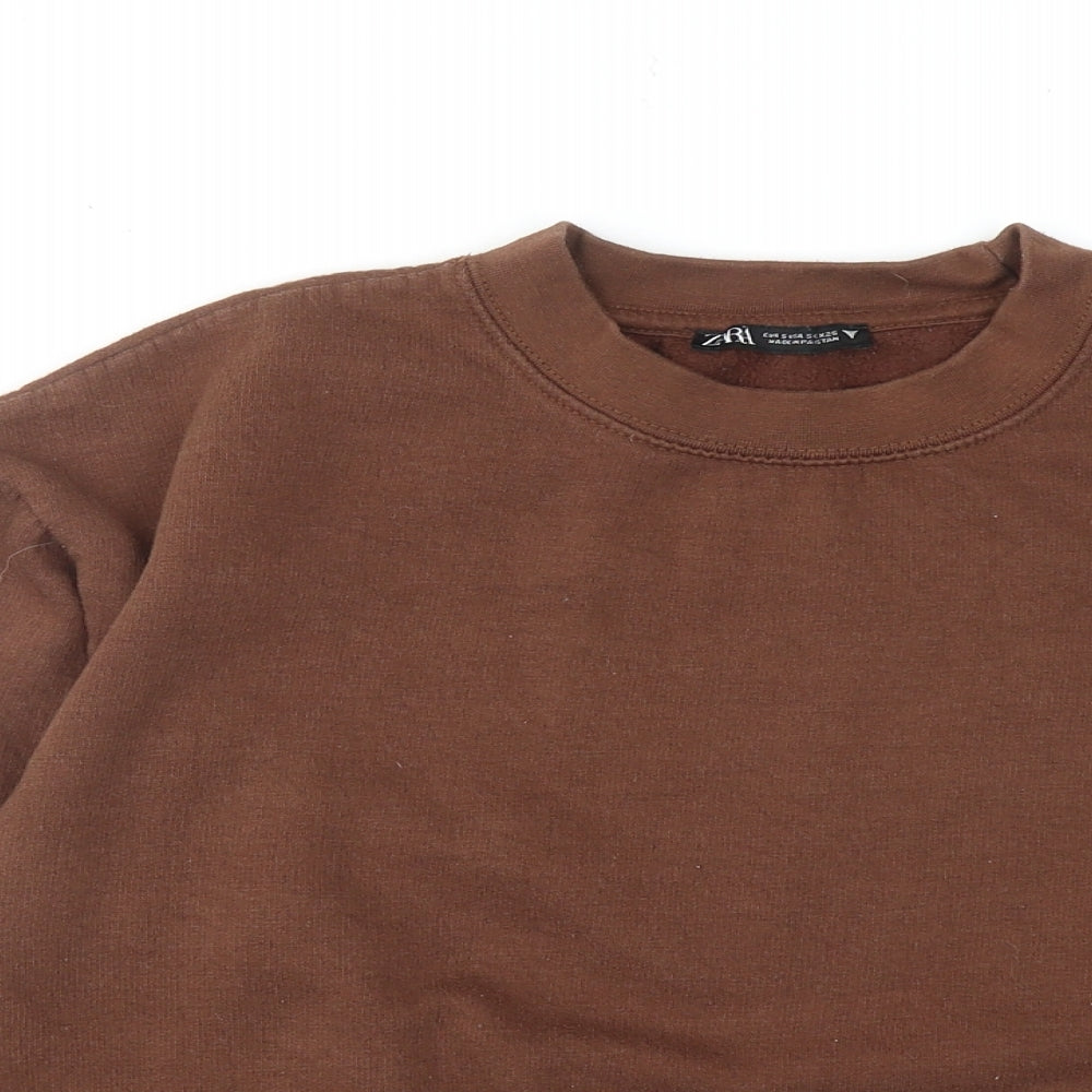 Zara Womens Brown Cotton Pullover Sweatshirt Size S Pullover