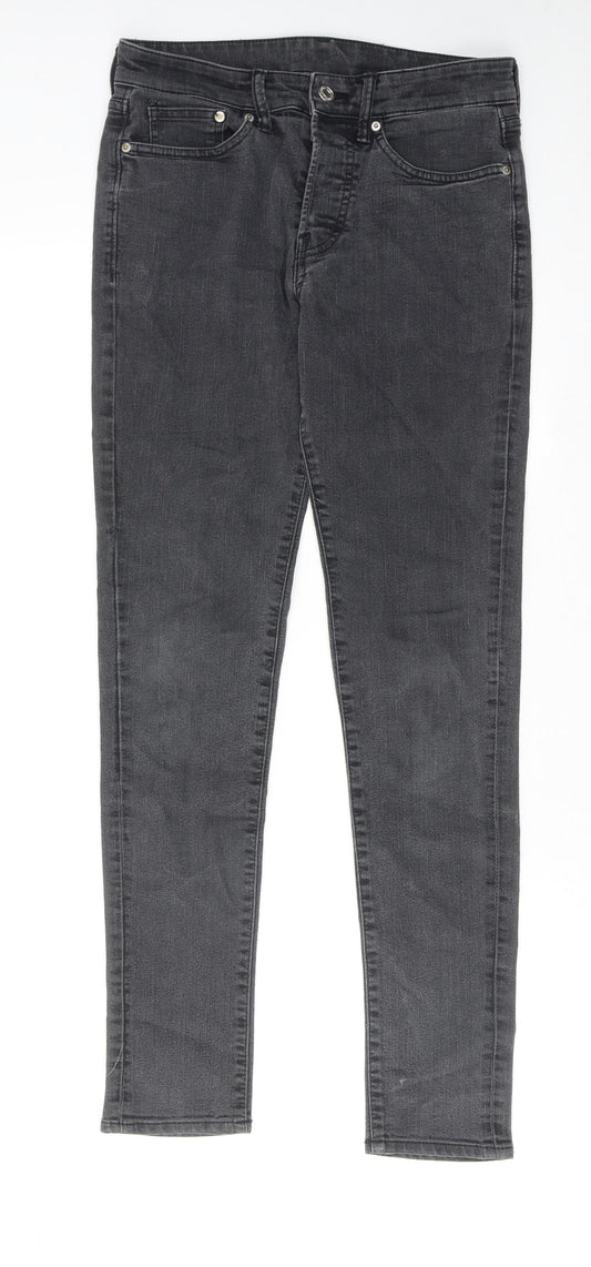 H&M Mens Grey Cotton Skinny Jeans Size 28 in Regular Zip