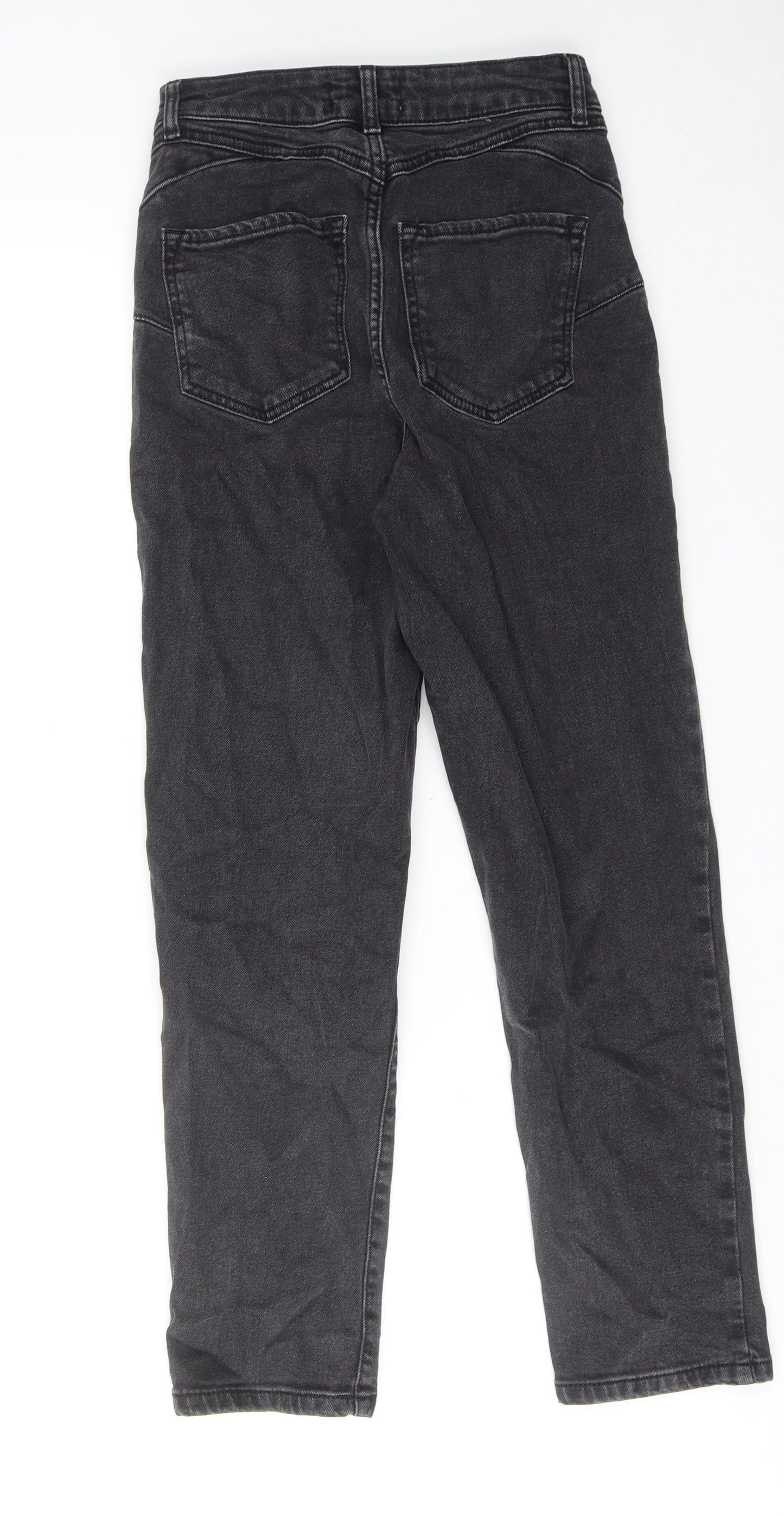 New Look Womens Black Cotton Straight Jeans Size 6 Regular Zip