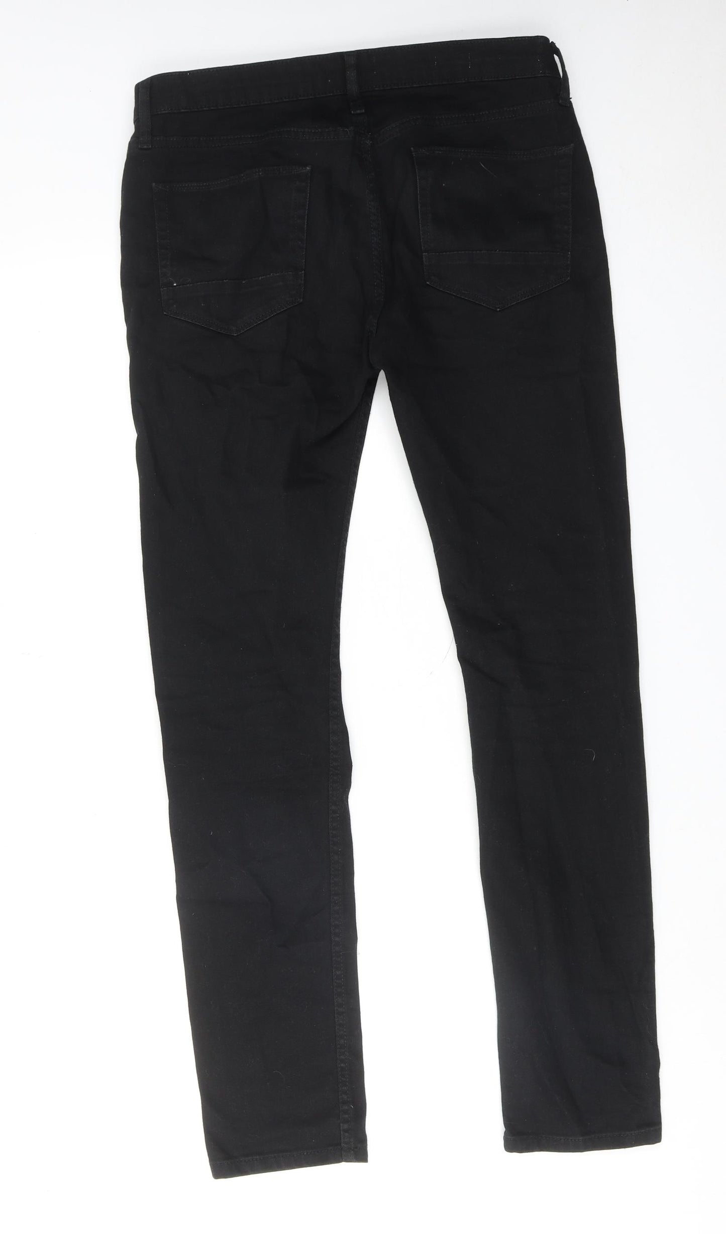 Topman Mens Black Cotton Skinny Jeans Size 32 in Regular Zip