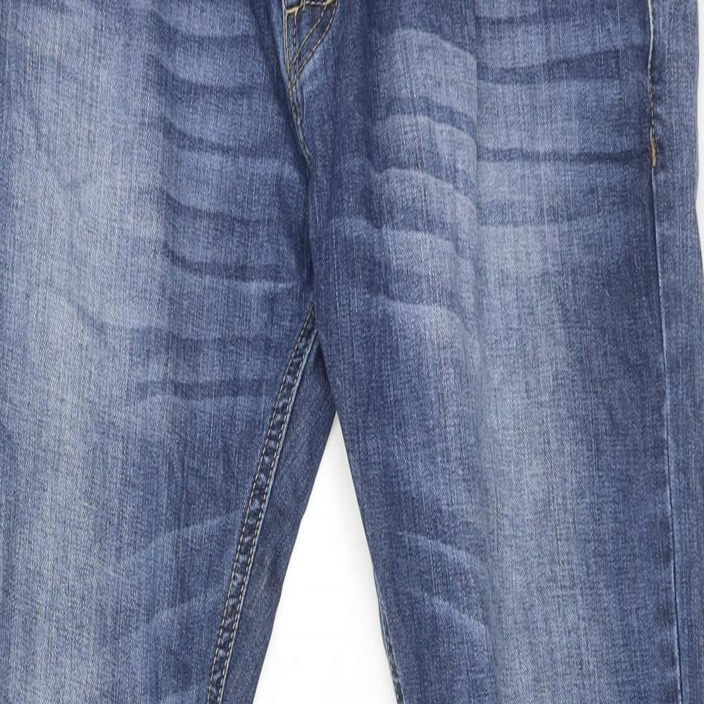 Crafted Mens Blue Cotton Straight Jeans Size 32 in L30 in Regular Zip