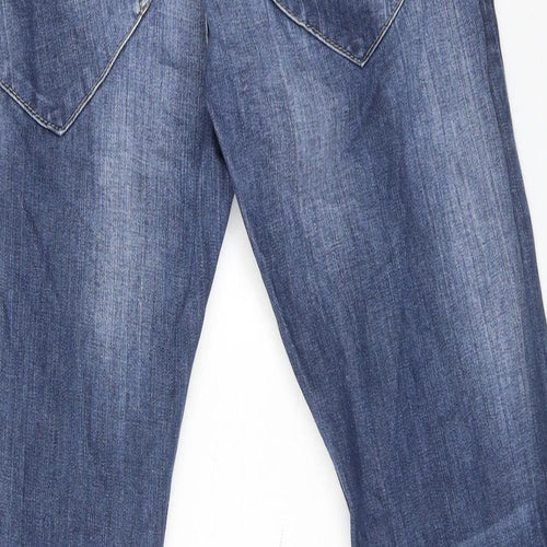 Crafted Mens Blue Cotton Straight Jeans Size 32 in L30 in Regular Zip