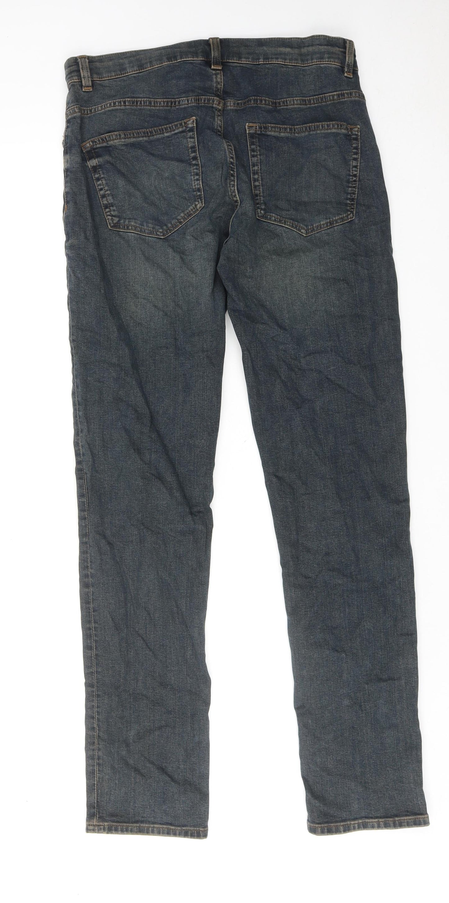 NEXT Mens Blue Cotton Straight Jeans Size 30 in L33 in Regular Zip