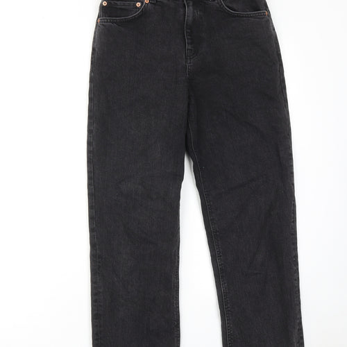 ASOS Womens Black Cotton Straight Jeans Size 28 in L28 in Regular Zip