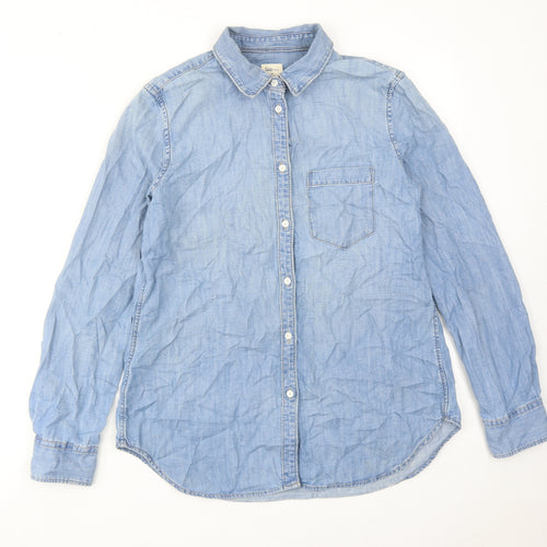 Gap Womens Blue Cotton Basic Button-Up Size M Collared