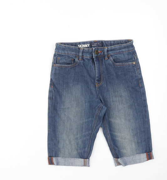 NEXT Boys Blue Cotton Chino Shorts Size 13 Years Regular Zip - Skinny