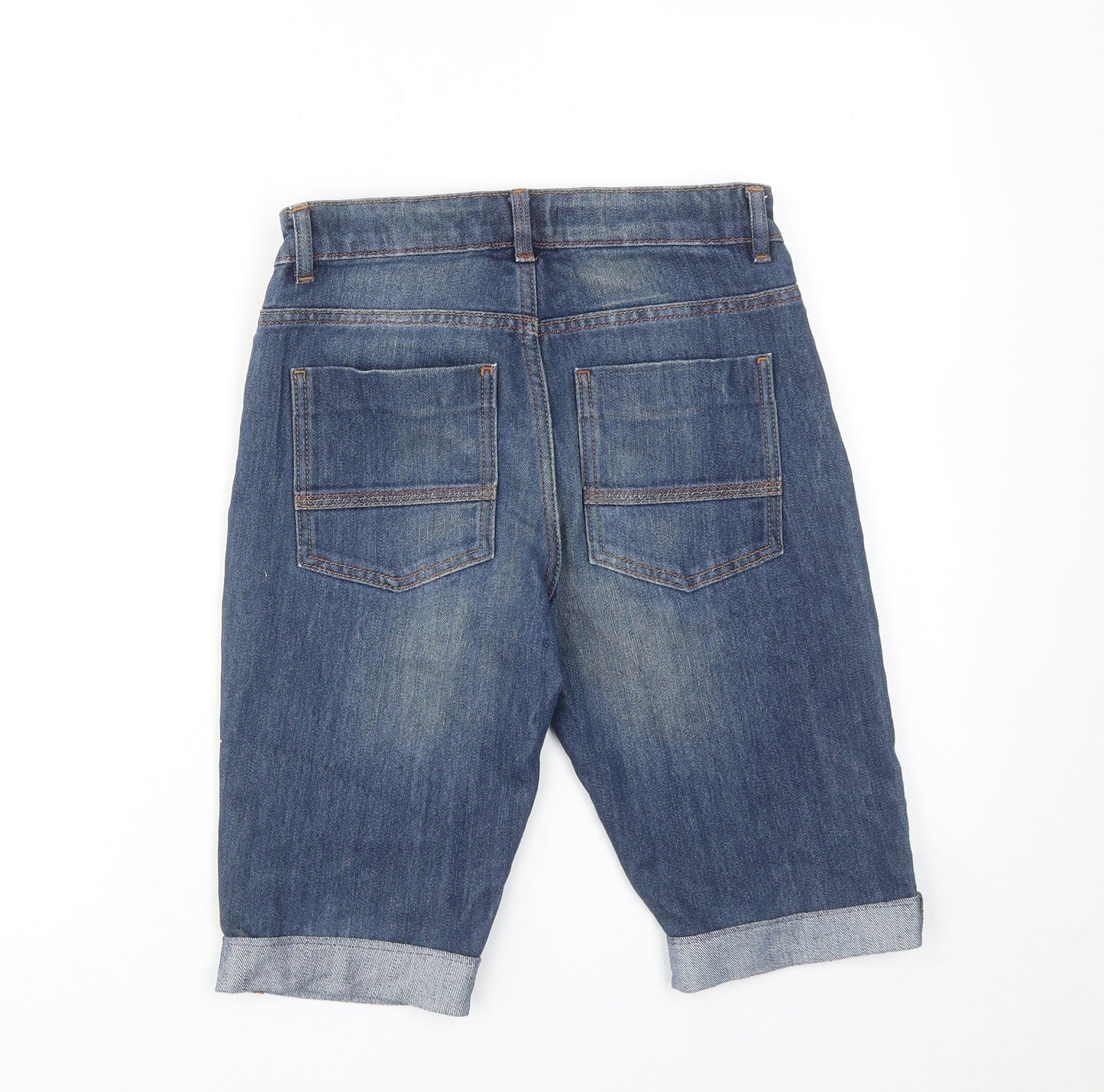 NEXT Boys Blue Cotton Chino Shorts Size 13 Years Regular Zip - Skinny