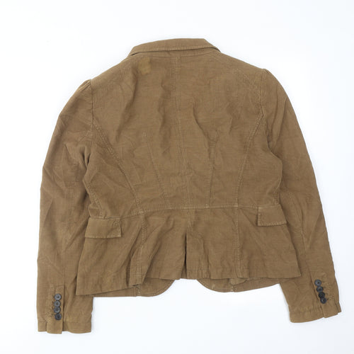 Zara Womens Brown Cotton Jacket Blazer Size XL