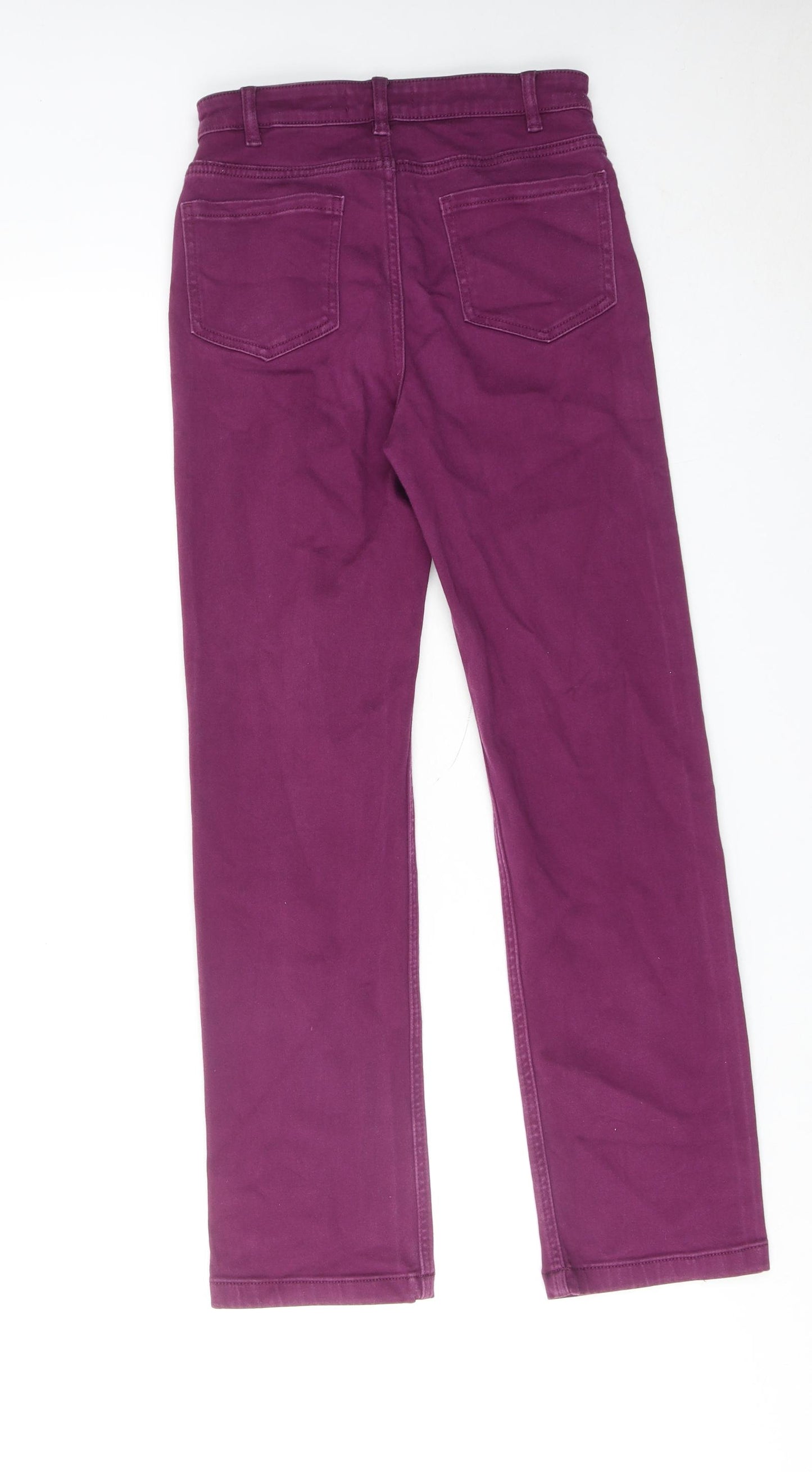 Marks and Spencer Womens Purple Cotton Straight Jeans Size 8 Regular Zip