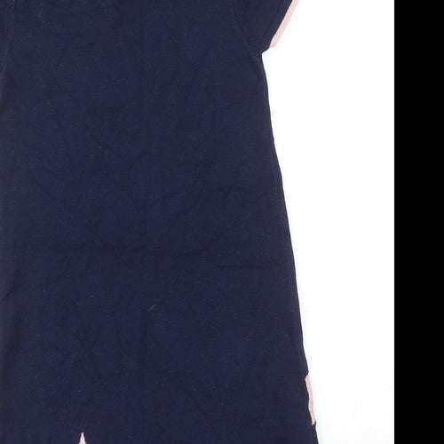 Isaac Mizrahi Girls Blue Geometric Cotton Jumper Dress Size 7-8 Years Boat Neck Pullover - Stars