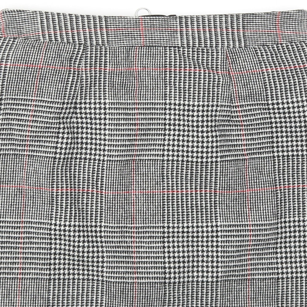 Topshop Womens Grey Plaid Acrylic A-Line Skirt Size 10 Zip