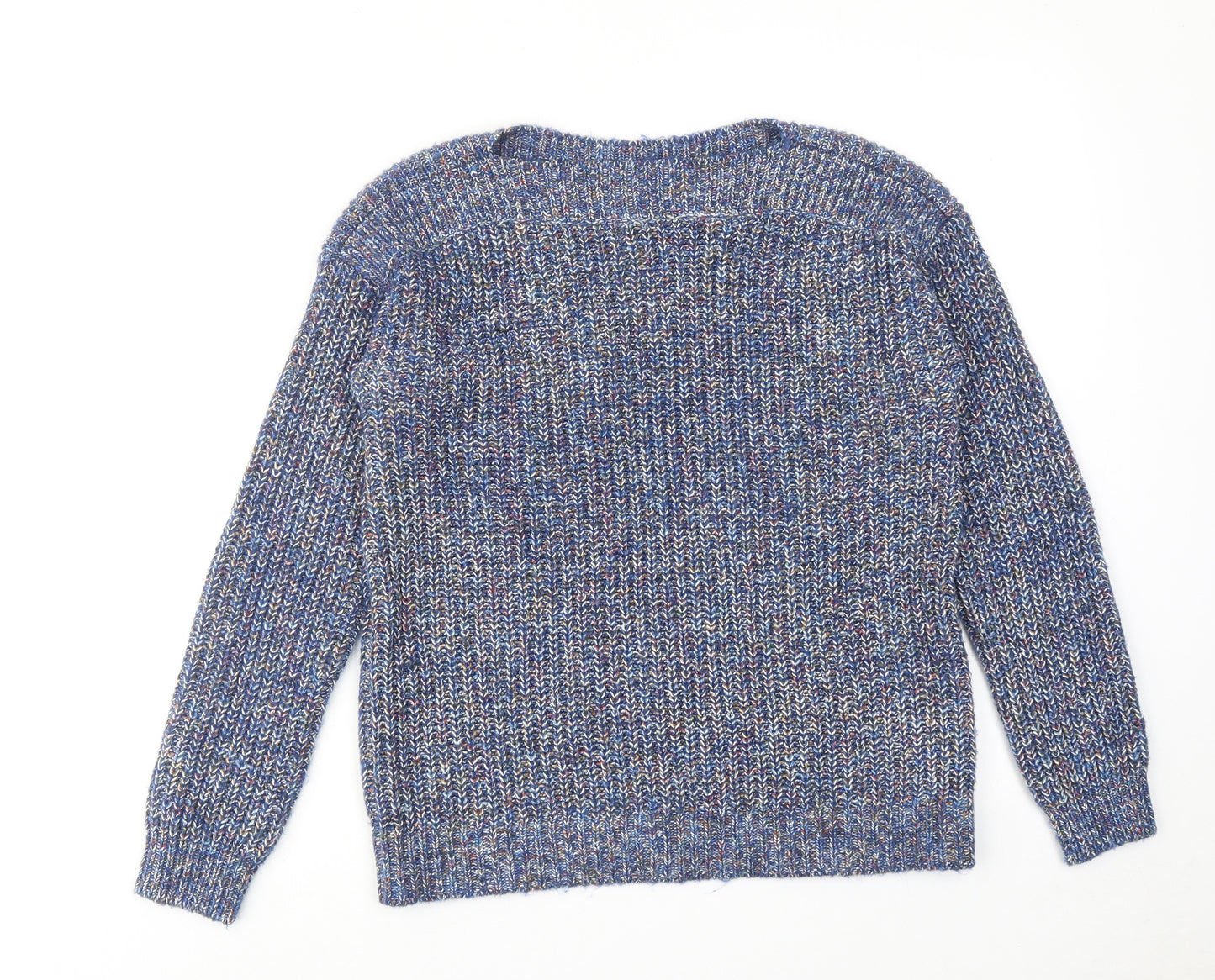 John Lewis Womens Blue Boat Neck Cotton Pullover Jumper Size 8