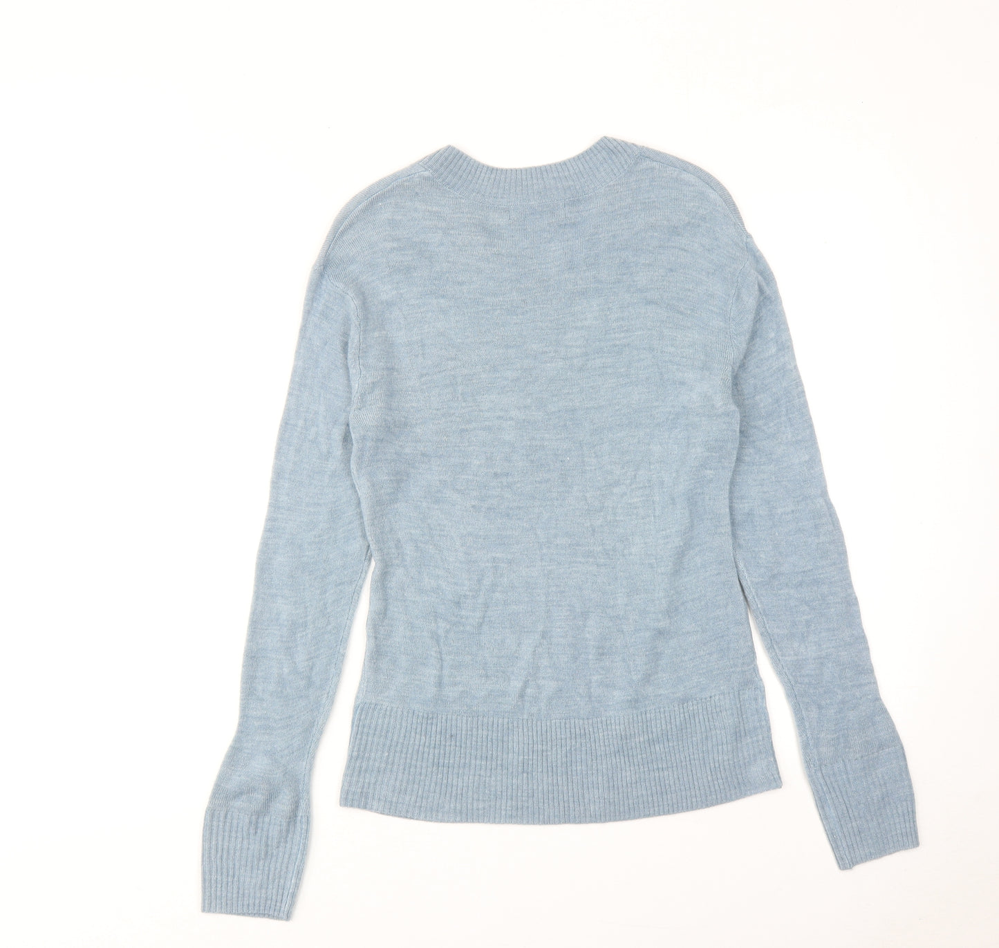 Marks and Spencer Womens Blue V-Neck Acrylic Pullover Jumper Size 10